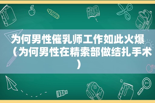 为何男性催乳师工作如此火爆（为何男性在精索部做结扎手术）