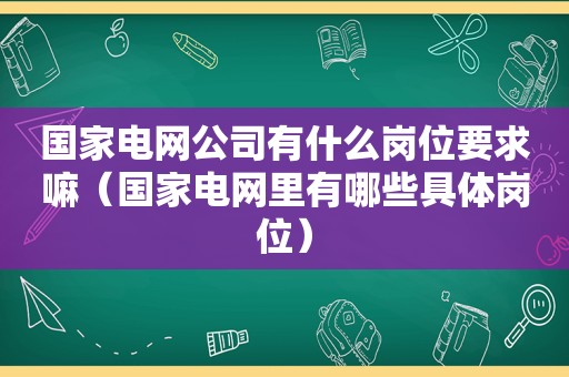 国家电网公司有什么岗位要求嘛（国家电网里有哪些具体岗位）