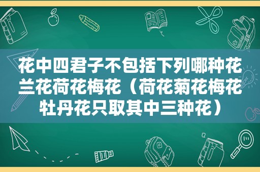 花中四君子不包括下列哪种花兰花荷花梅花（荷花菊花梅花牡丹花只取其中三种花）