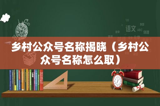 乡村公众号名称揭晓（乡村公众号名称怎么取）