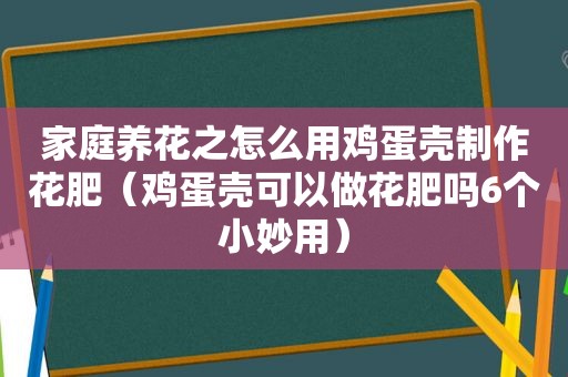 家庭养花之怎么用鸡蛋壳制作花肥（鸡蛋壳可以做花肥吗6个小妙用）