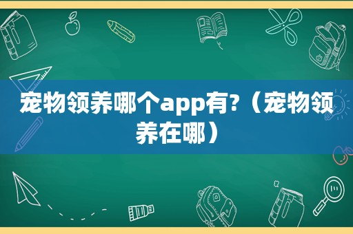 宠物领养哪个app有?（宠物领养在哪）