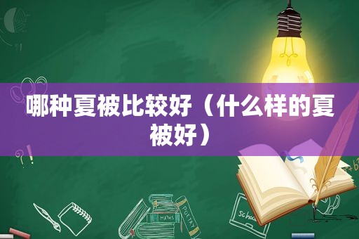 哪种夏被比较好（什么样的夏被好）