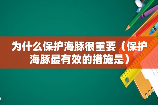 为什么保护海豚很重要（保护海豚最有效的措施是）
