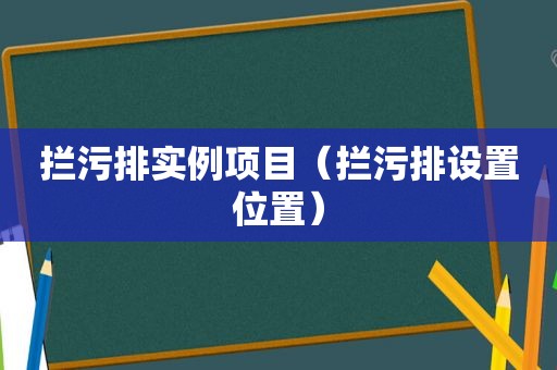 拦污排实例项目（拦污排设置位置）