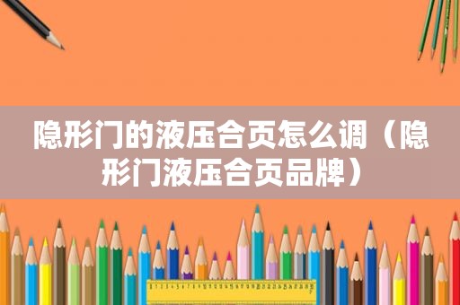 隐形门的液压合页怎么调（隐形门液压合页品牌）