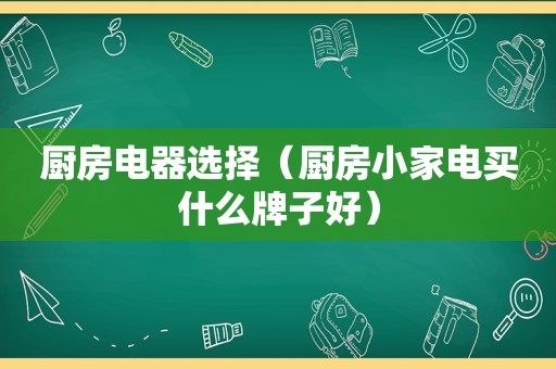 厨房电器选择（厨房小家电买什么牌子好）