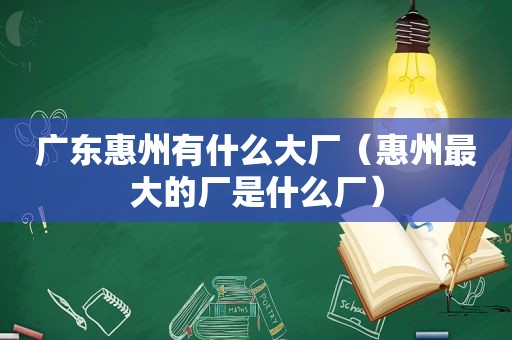 广东惠州有什么大厂（惠州最大的厂是什么厂）