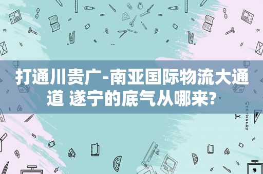 打通川贵广-南亚国际物流大通道 遂宁的底气从哪来?