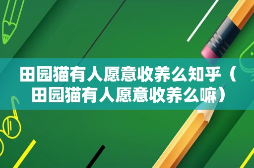 田园猫有人愿意收养么知乎（田园猫有人愿意收养么嘛）