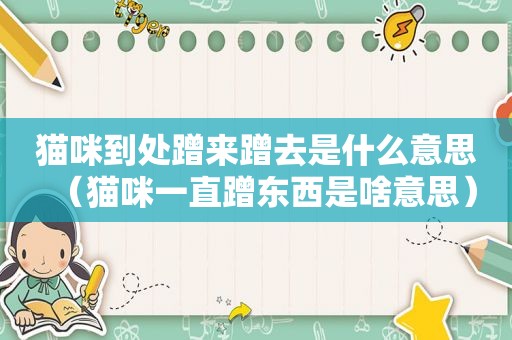 猫咪到处蹭来蹭去是什么意思（猫咪一直蹭东西是啥意思）