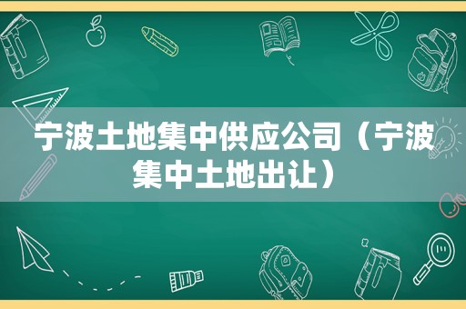 宁波土地集中供应公司（宁波集中土地出让）