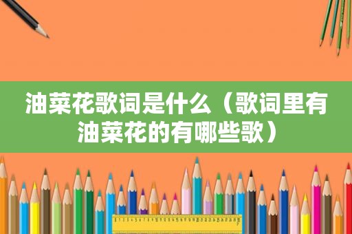 油菜花歌词是什么（歌词里有油菜花的有哪些歌）