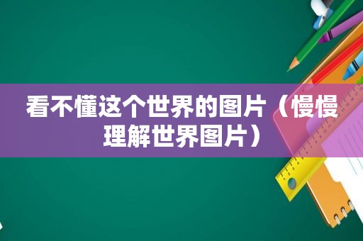 看不懂这个世界的图片（慢慢理解世界图片）