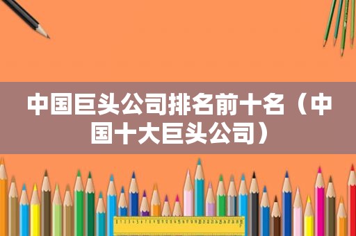 中国巨头公司排名前十名（中国十大巨头公司）