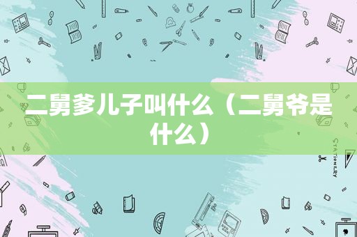 二舅爹儿子叫什么（二舅爷是什么）