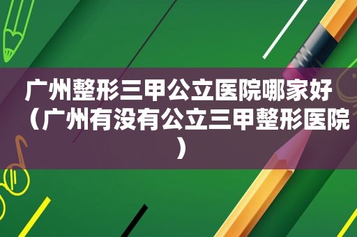 广州整形三甲公立医院哪家好（广州有没有公立三甲整形医院）