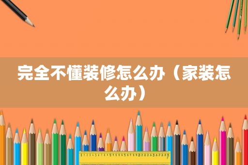 完全不懂装修怎么办（家装怎么办）
