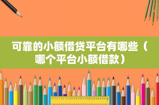 可靠的小额借贷平台有哪些（哪个平台小额借款）