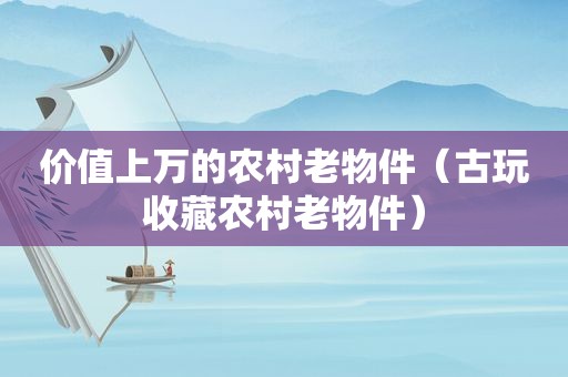 价值上万的农村老物件（古玩收藏农村老物件）