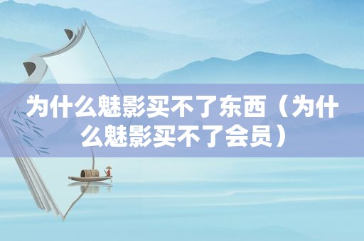 为什么魅影买不了东西（为什么魅影买不了会员）