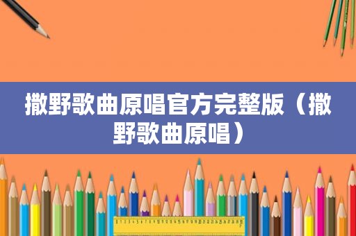 撒野歌曲原唱官方完整版（撒野歌曲原唱）