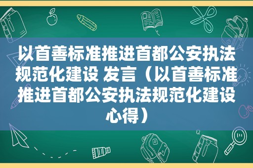 以首善标准推进首都公安执法规范化建设 发言（以首善标准推进首都公安执法规范化建设心得）