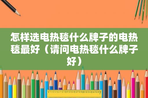 怎样选电热毯什么牌子的电热毯最好（请问电热毯什么牌子好）