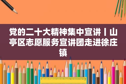 党的二十大精神集中宣讲丨山亭区志愿服务宣讲团走进徐庄镇