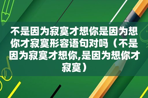 不是因为寂寞才想你是因为想你才寂寞形容语句对吗（不是因为寂寞才想你,是因为想你才寂寞）