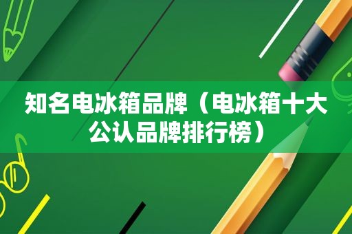 知名电冰箱品牌（电冰箱十大公认品牌排行榜）