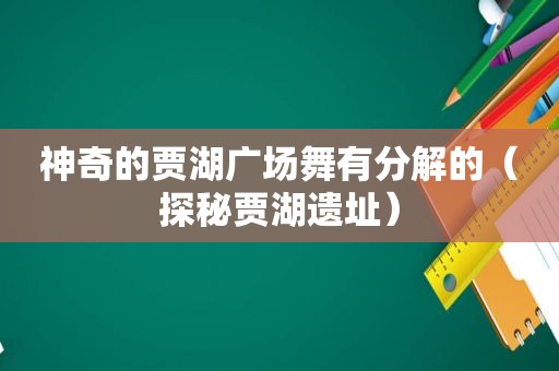 神奇的贾湖广场舞有分解的（探秘贾湖遗址）