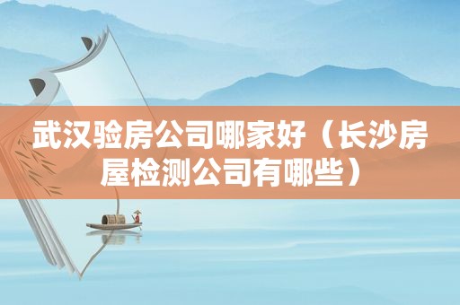 武汉验房公司哪家好（长沙房屋检测公司有哪些）