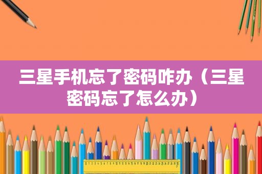 三星手机忘了密码咋办（三星密码忘了怎么办）