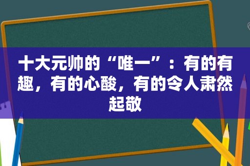 十大元帅的“唯一”：有的有趣，有的心酸，有的令人肃然起敬