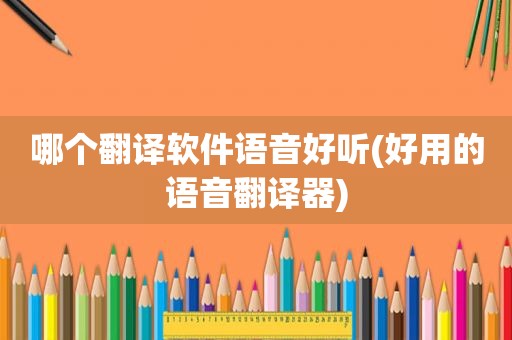 哪个翻译软件语音好听(好用的语音翻译器)