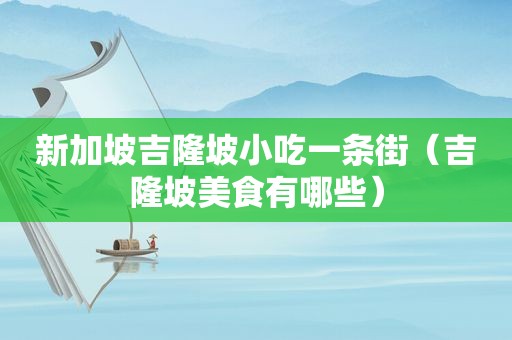 新加坡吉隆坡小吃一条街（吉隆坡美食有哪些）