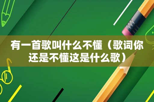 有一首歌叫什么不懂（歌词你还是不懂这是什么歌）