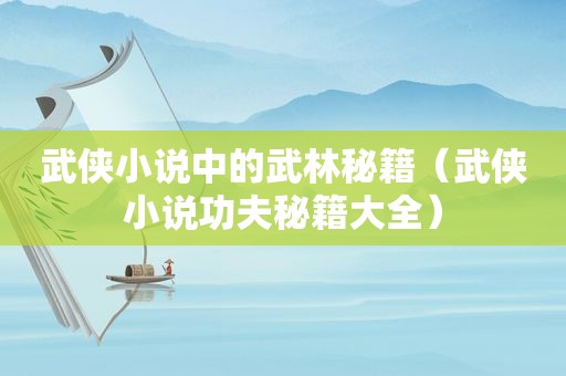 武侠小说中的武林秘籍（武侠小说功夫秘籍大全）