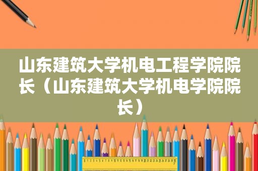 山东建筑大学机电工程学院院长（山东建筑大学机电学院院长）