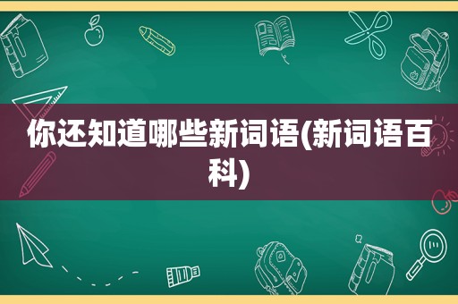 你还知道哪些新词语(新词语百科)