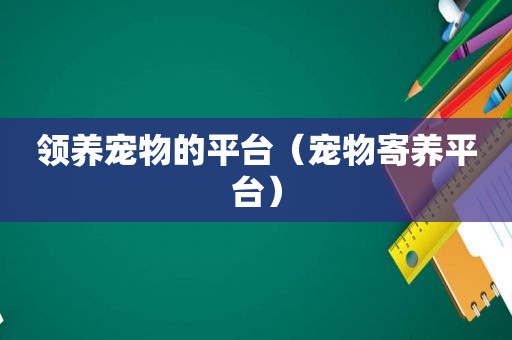 领养宠物的平台（宠物寄养平台）