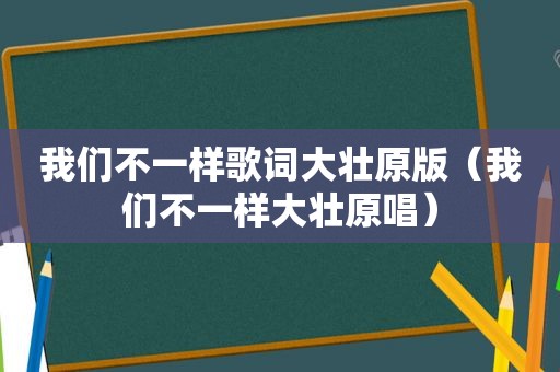 我们不一样歌词大壮原版（我们不一样大壮原唱）
