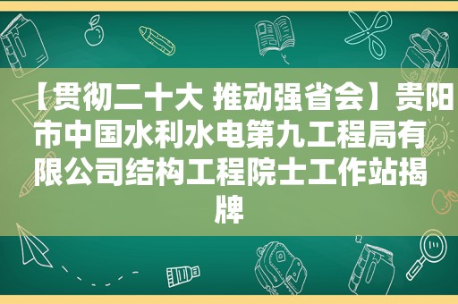 【贯彻二十大 推动强省会】贵阳市中国水利水电第九工程局有限公司结构工程院士工作站揭牌