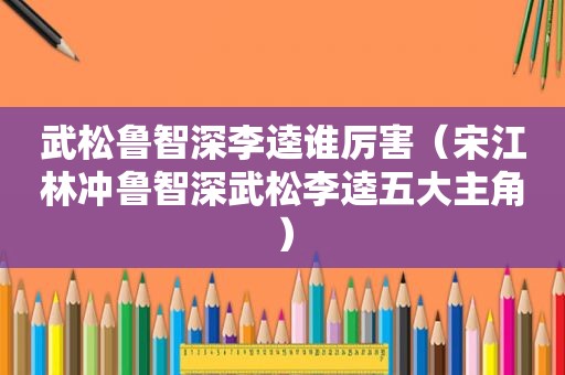武松鲁智深李逵谁厉害（宋江林冲鲁智深武松李逵五大主角）