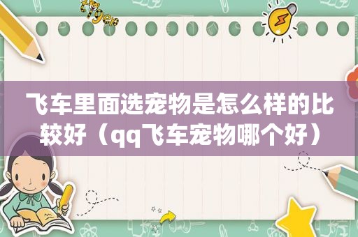 飞车里面选宠物是怎么样的比较好（qq飞车宠物哪个好）
