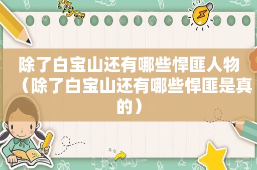 除了白宝山还有哪些悍匪人物（除了白宝山还有哪些悍匪是真的）