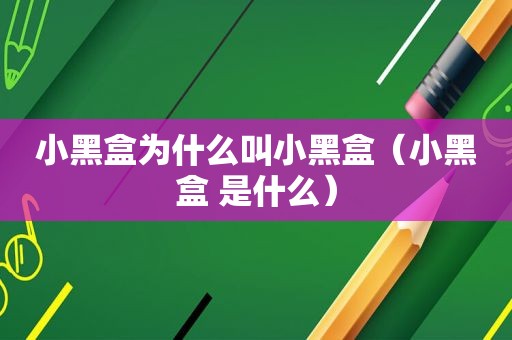 小黑盒为什么叫小黑盒（小黑盒 是什么）