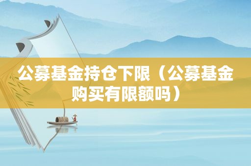 公募基金持仓下限（公募基金购买有限额吗）