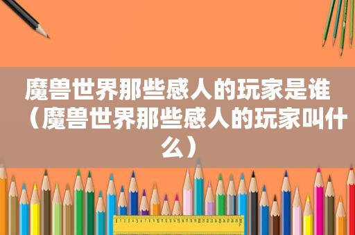 魔兽世界那些感人的玩家是谁（魔兽世界那些感人的玩家叫什么）